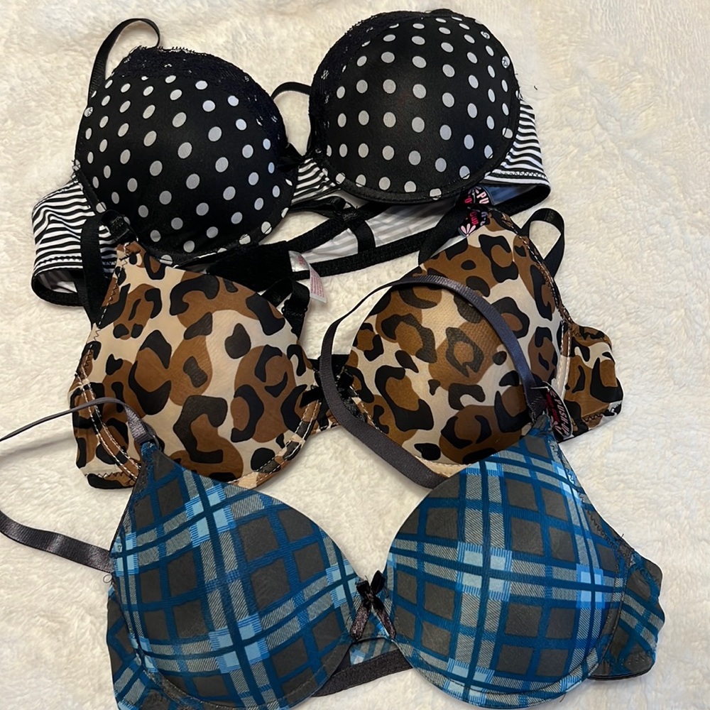 Three 34B Push-up One Cup Up Bras